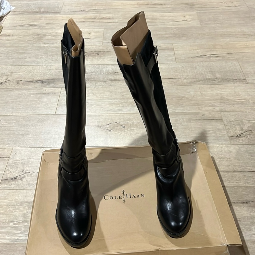 Knee length Cole Haan wedge heel boots